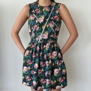 MSGM Floral Denim Zip Dress